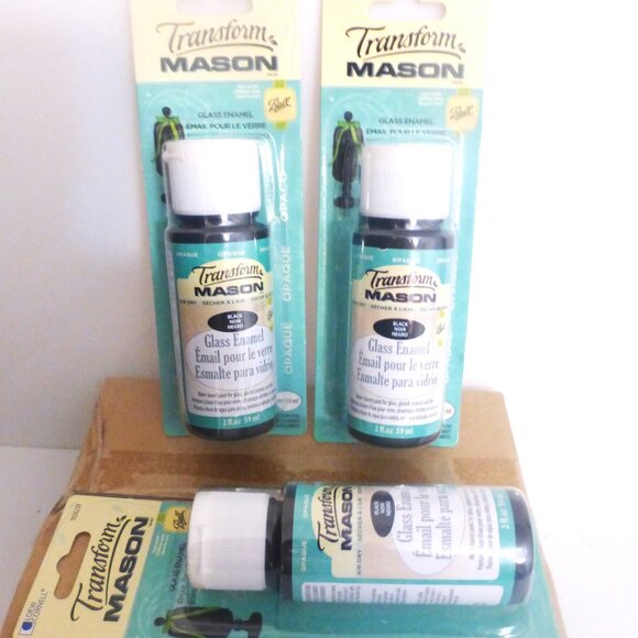 3 BLACK Transform Mason GLASS ENAMEL 59ml 2 fl Oz Glass Paint Art Glass Painting - Picture 1 of 5
